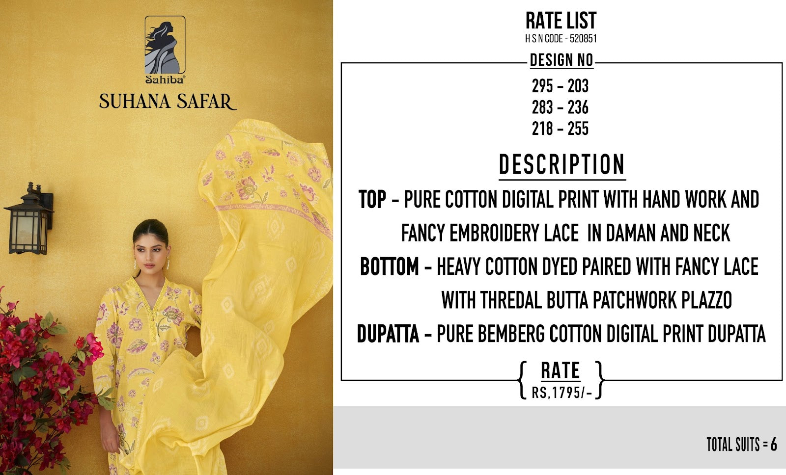 Suhana Safar Sahiba Cotton Pant Style Suits Exporter Ahmedabad