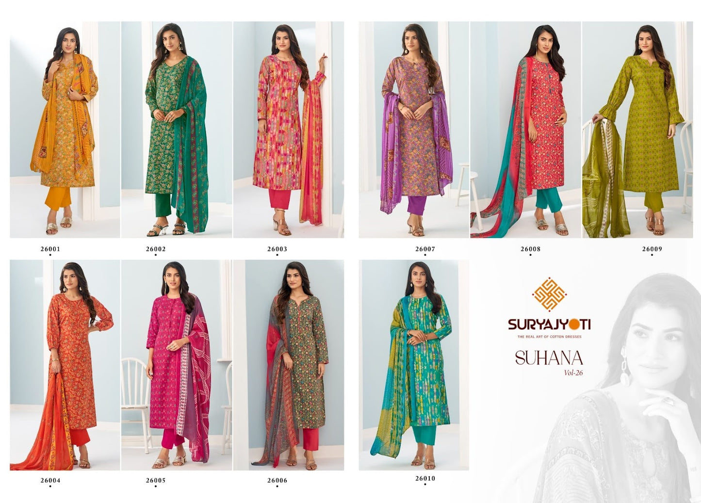 Suhana Vol 26 Suryajyoti Cambric Cotton Pant Style Suits Wholesaler India