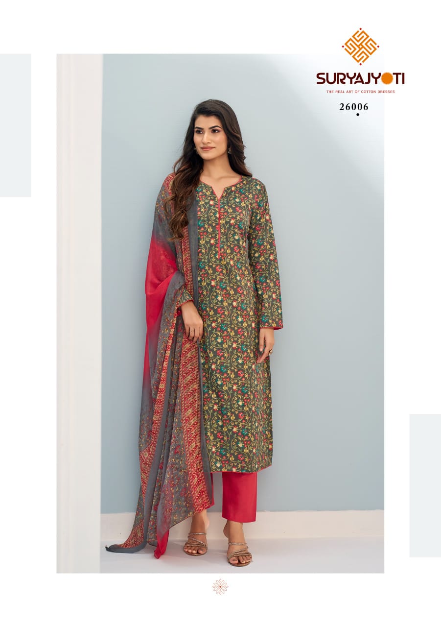 Suhana Vol 26 Suryajyoti Cambric Cotton Pant Style Suits Wholesaler India