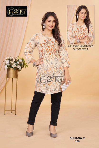 Suhana Vol 7 G2K Cotton Designer Long Top Wholesale Price
