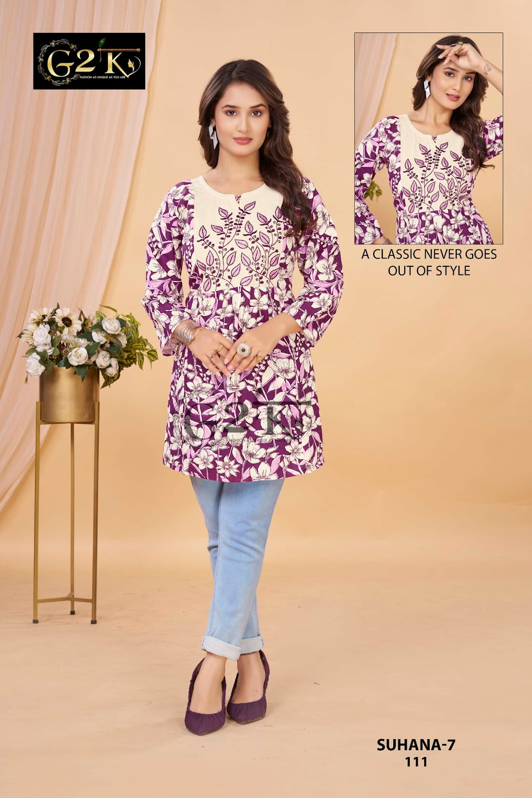Suhana Vol 7 G2K Cotton Designer Long Top Wholesale Price