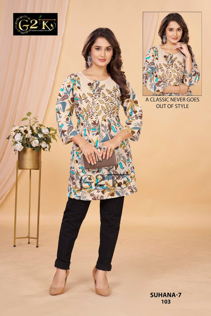 Suhana Vol 7 G2K Cotton Designer Long Top Wholesale Price