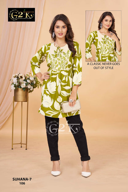 Suhana Vol 7 G2K Cotton Designer Long Top Wholesale Price