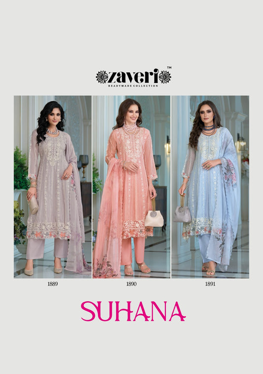 Suhana Zaveri Organza Readymade Pant Style Suits Wholesaler