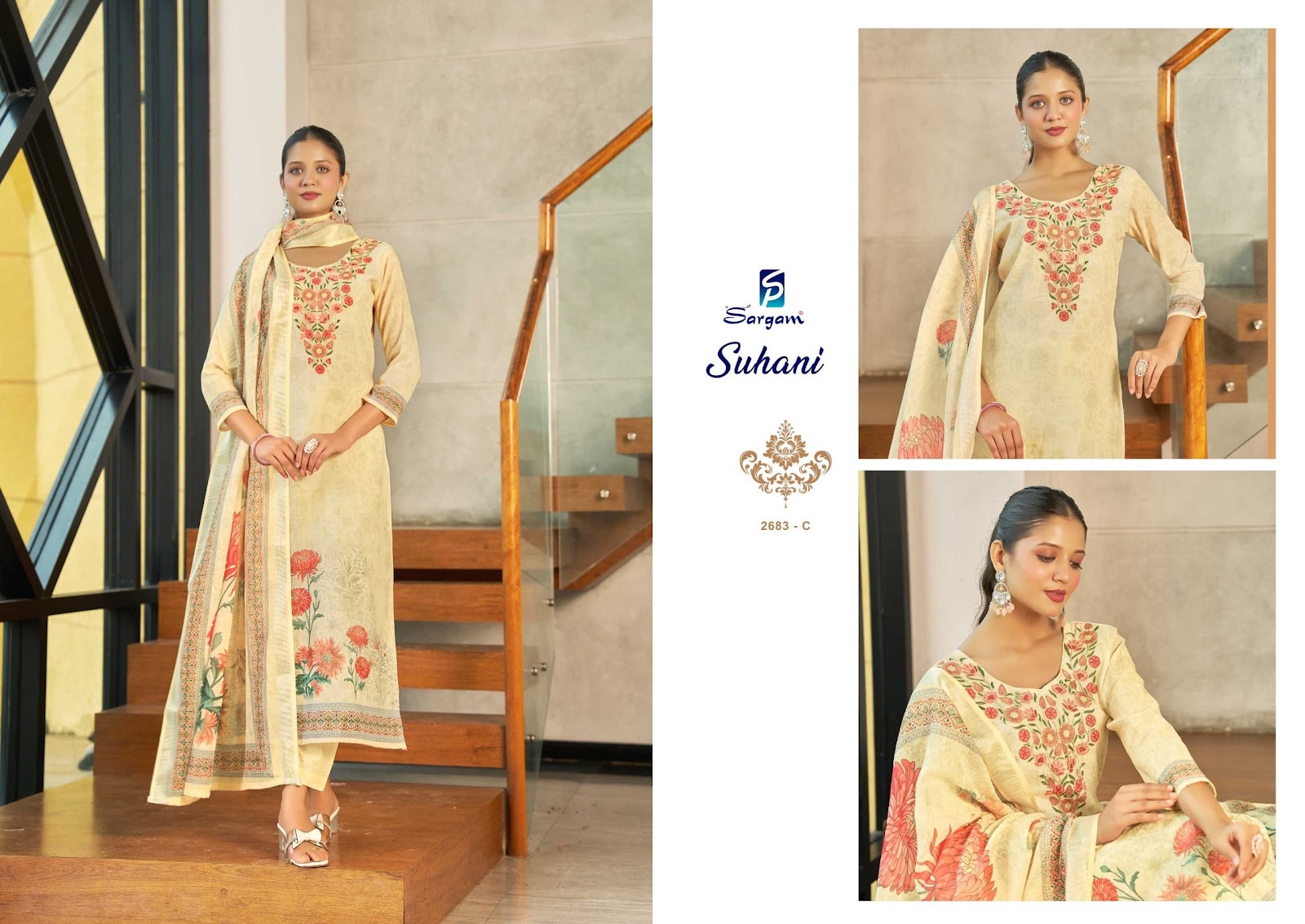 Suhani Sargam Prints Linen Pant Style Suits Wholesaler India