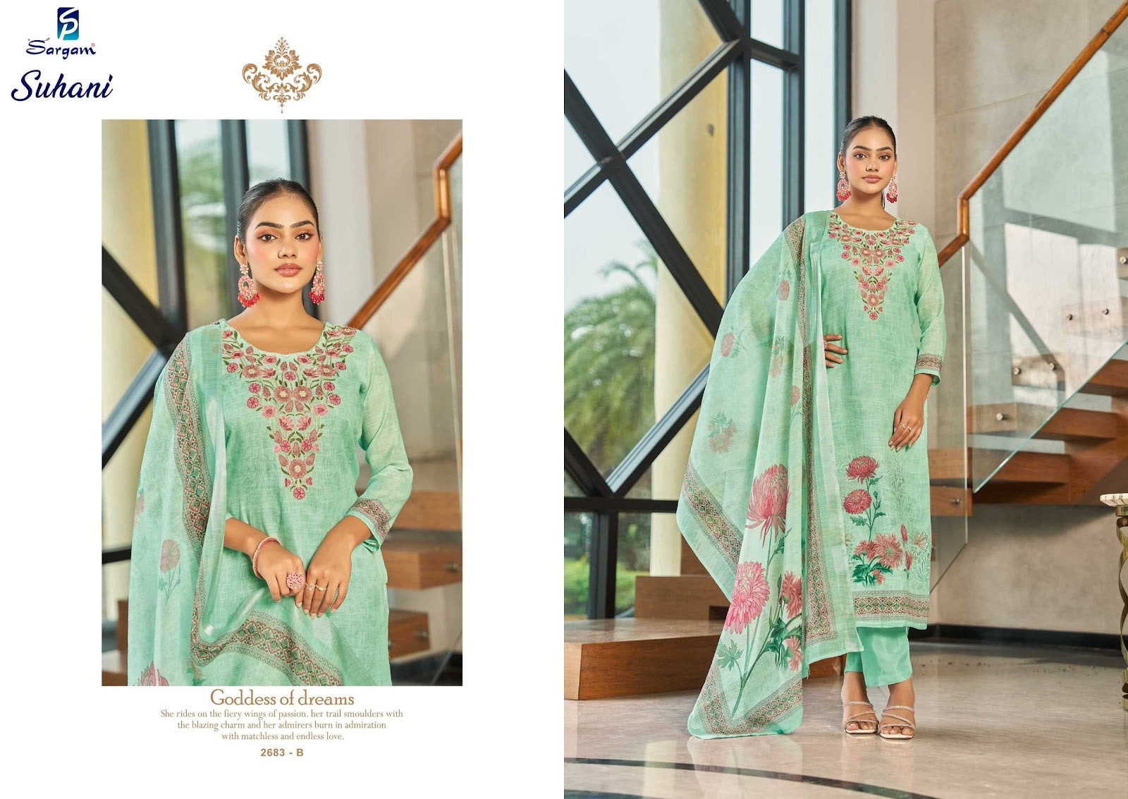 Suhani Sargam Prints Linen Pant Style Suits Wholesaler India