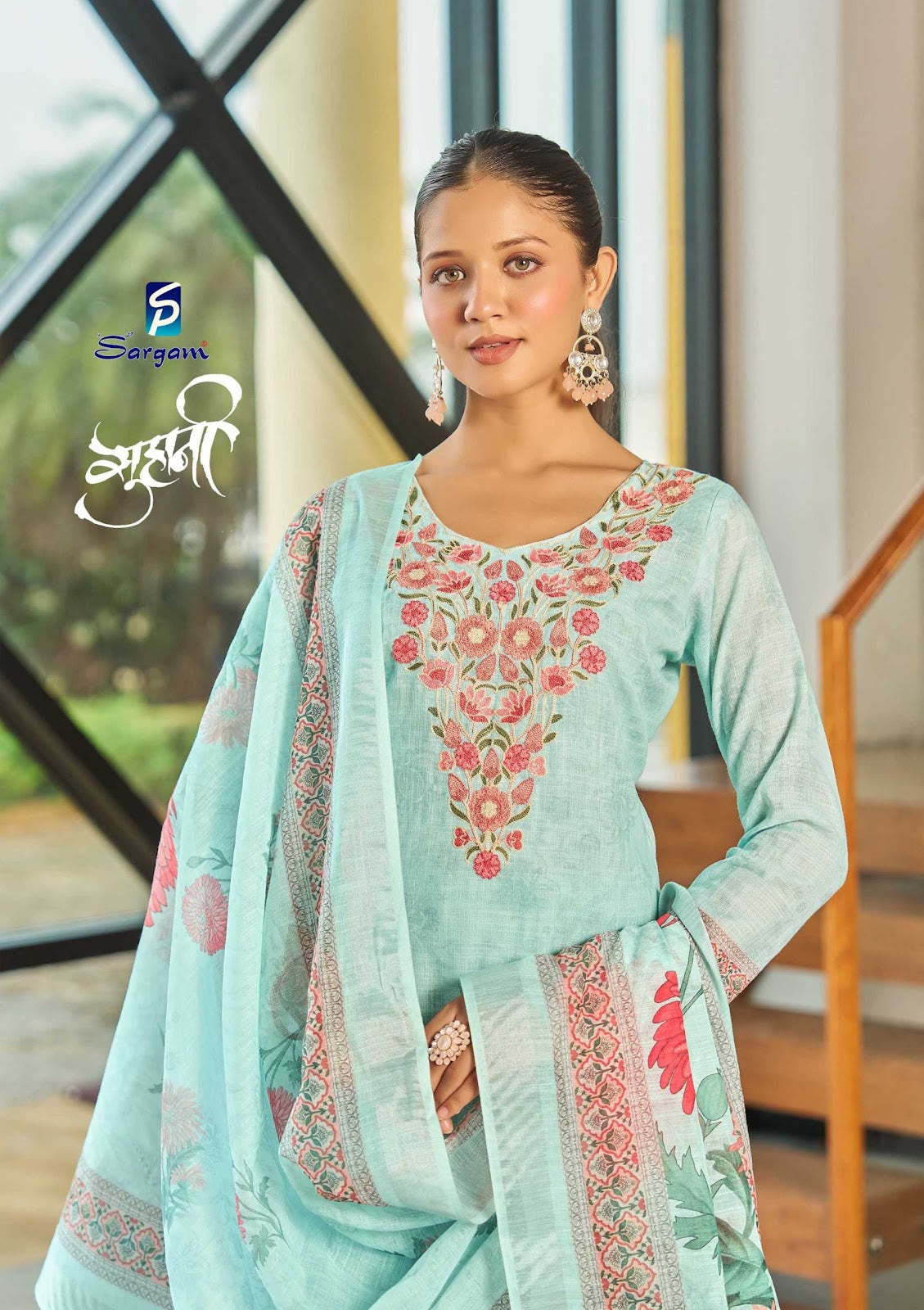 Suhani Sargam Prints Linen Pant Style Suits Wholesaler India