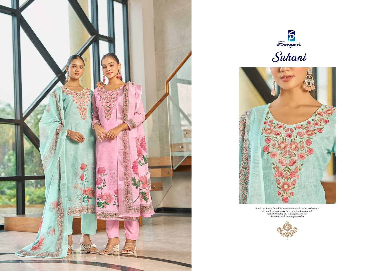 Suhani Sargam Prints Linen Pant Style Suits Wholesaler India