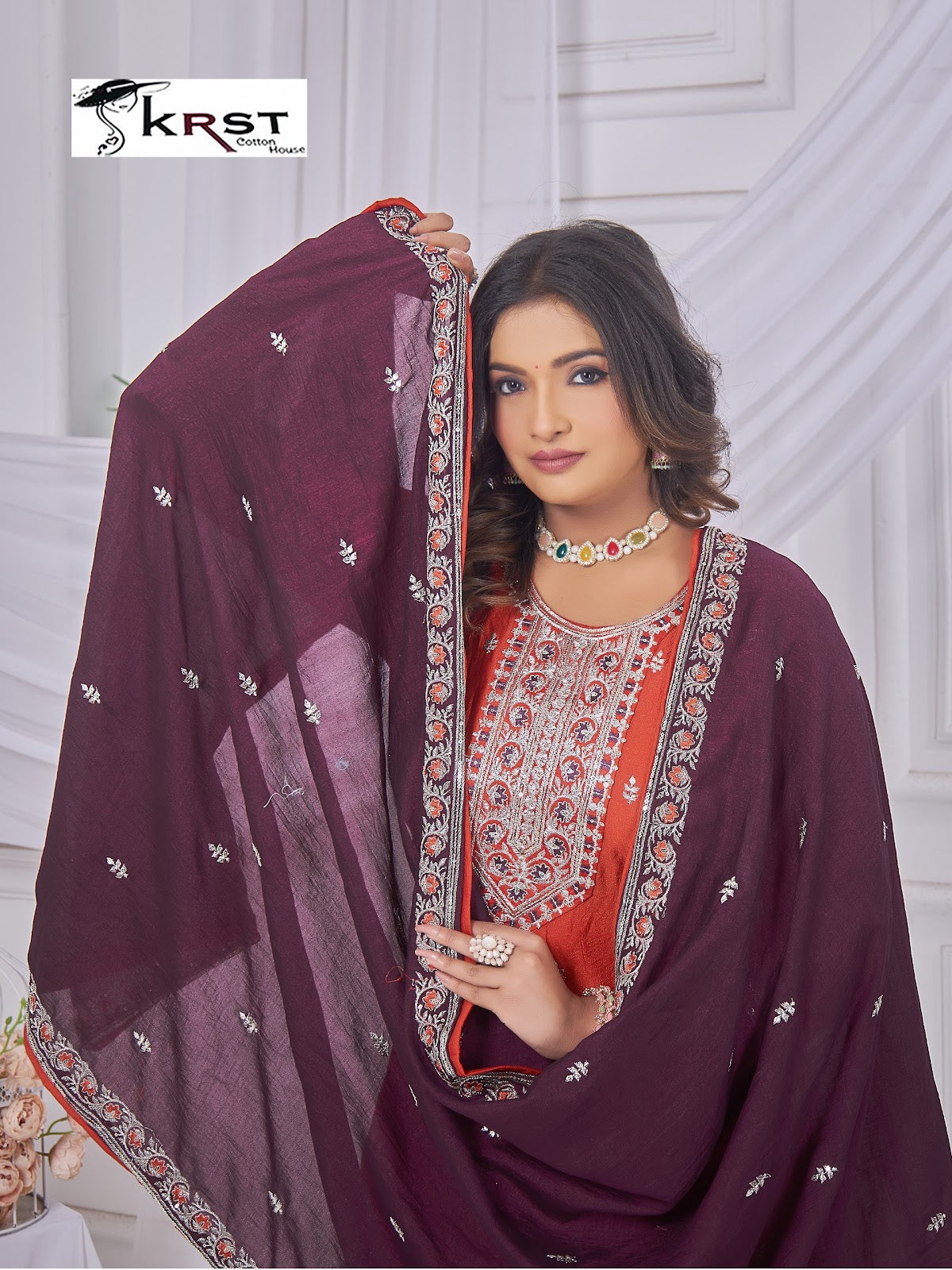 Suhani Vol 1 Krst Vichitra Silk Readymade Pant Style Suits Exporter Gujarat
