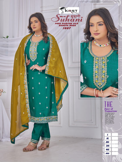 Suhani Vol 1 Krst Vichitra Silk Readymade Pant Style Suits Exporter Gujarat