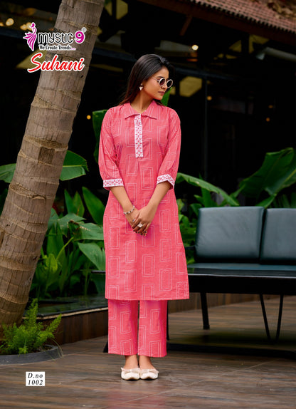 Suhani Vol 1 Mystic 9 Vertican Kurti Pant Set Wholesale Price
