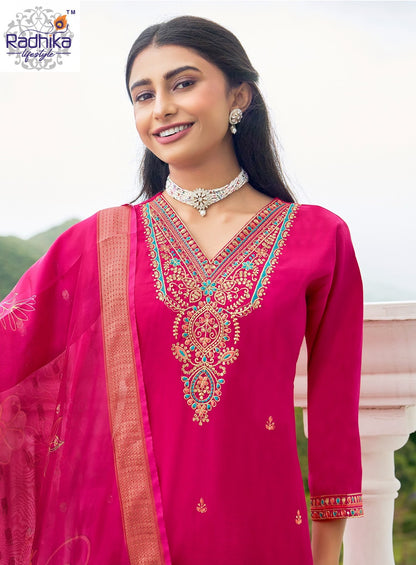 Suhani Vol 1 Radhika Lifestyle Roman Silk Readymade Pant Style Suits Wholesale Price