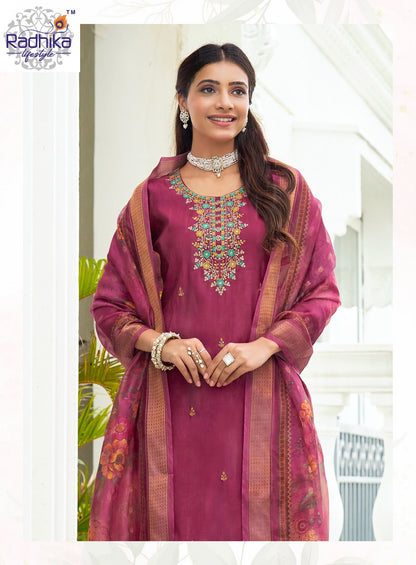 Suhani Vol 1 Radhika Lifestyle Roman Silk Readymade Pant Style Suits Wholesale Price