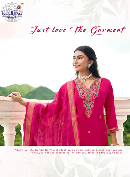 Suhani Vol 1 Radhika Lifestyle Roman Silk Readymade Pant Style Suits Wholesale Price