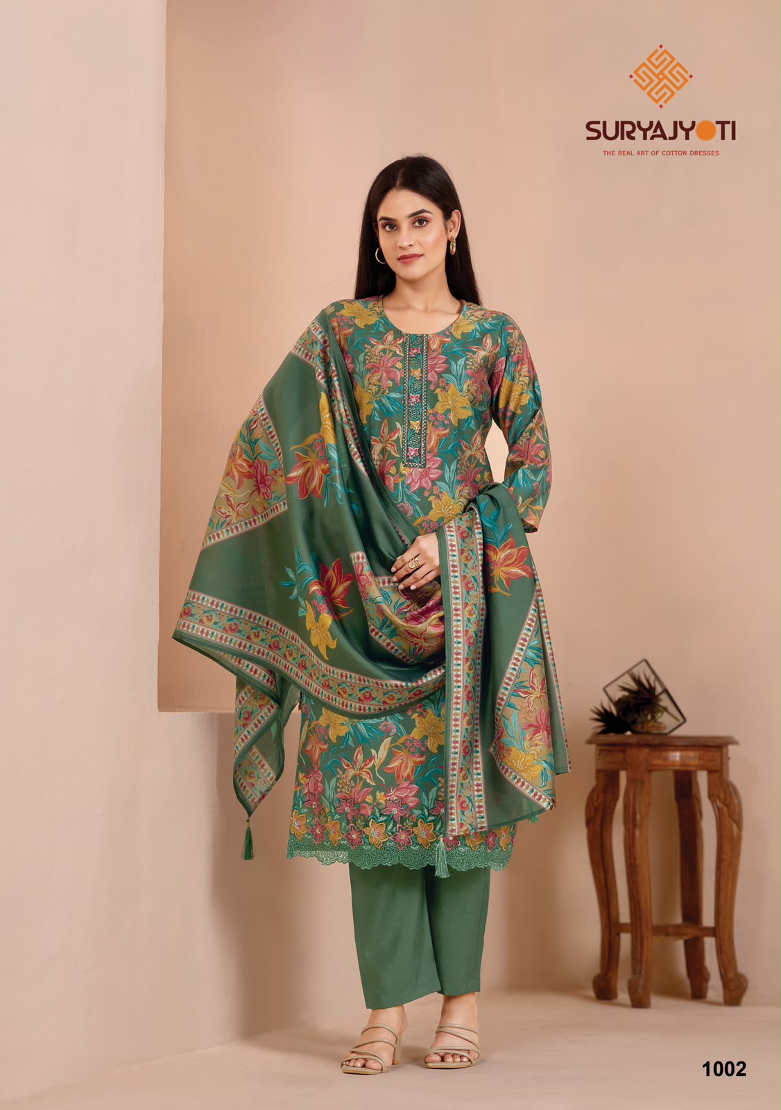 Suhani Vol 1 Stitch With Lining Suryajyoti Modal Silk Readymade Pant Style Suits Wholesaler Gujarat