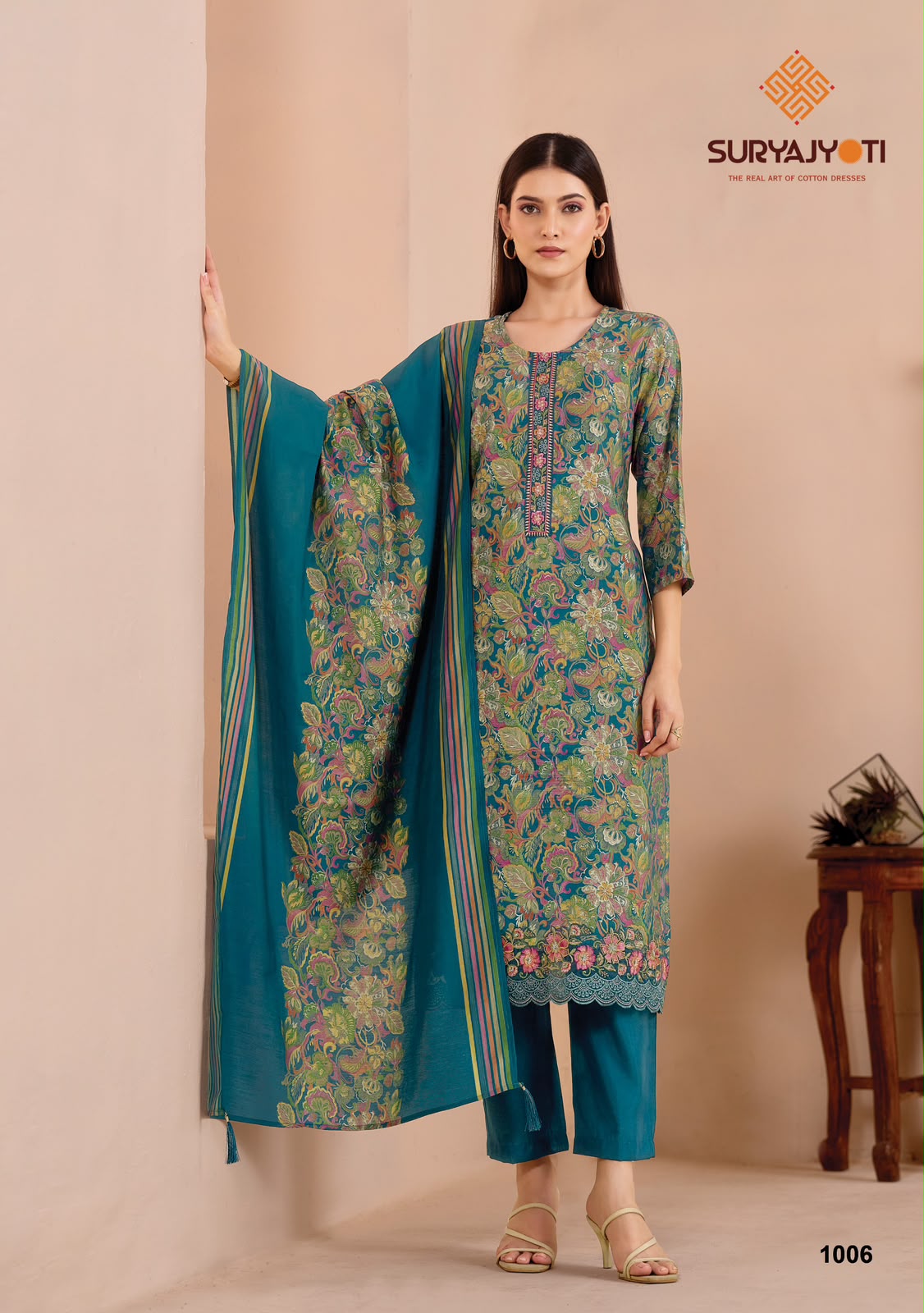 Suhani Vol 1 Stitch With Lining Suryajyoti Modal Silk Readymade Pant Style Suits Wholesaler Gujarat
