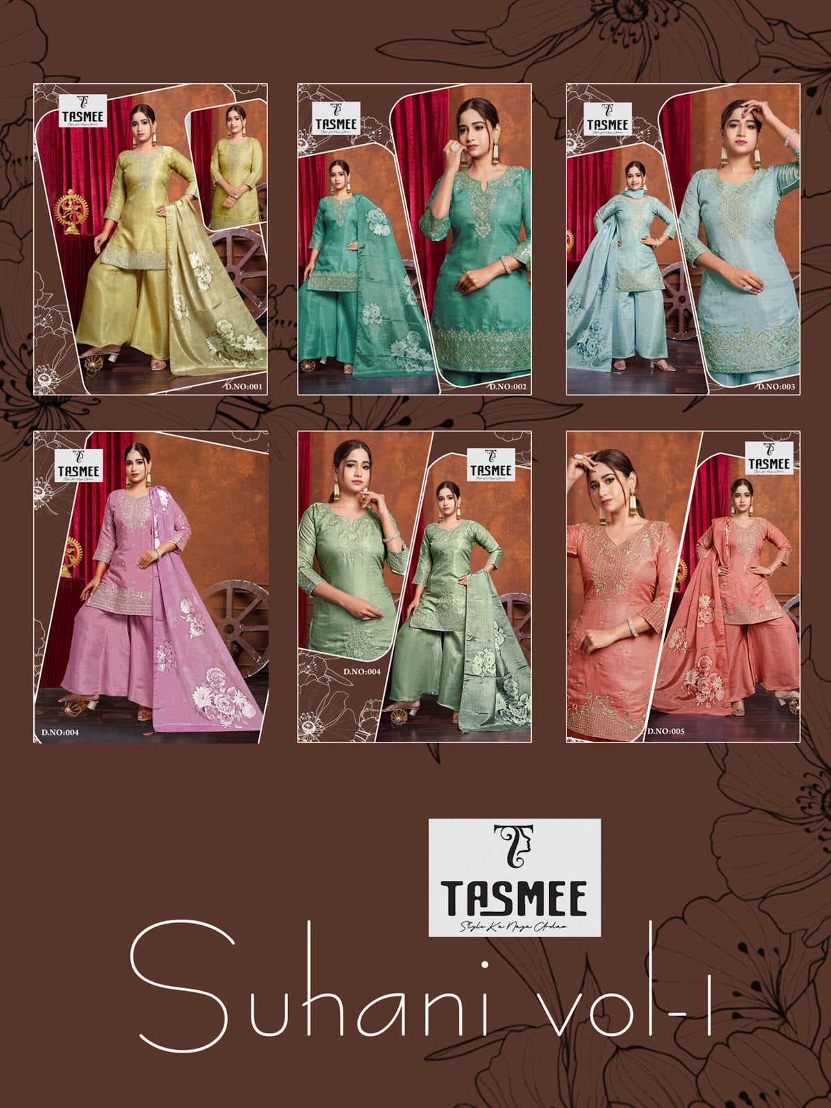 Suhani Vol 1 Tasmee Roman Silk Readymade Plazzo Style Suits Exporter Ahmedabad
