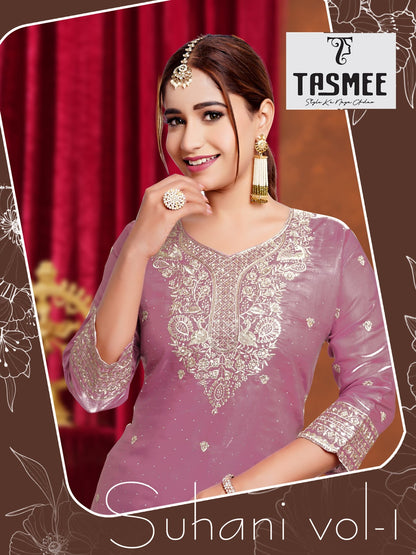 Suhani Vol 1 Tasmee Roman Silk Readymade Plazzo Style Suits Exporter Ahmedabad