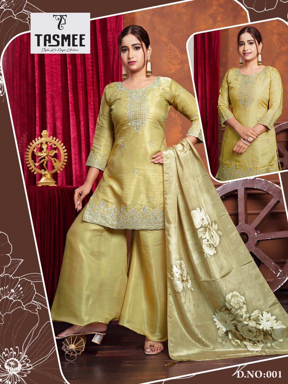 Suhani Vol 1 Tasmee Roman Silk Readymade Plazzo Style Suits Exporter Ahmedabad