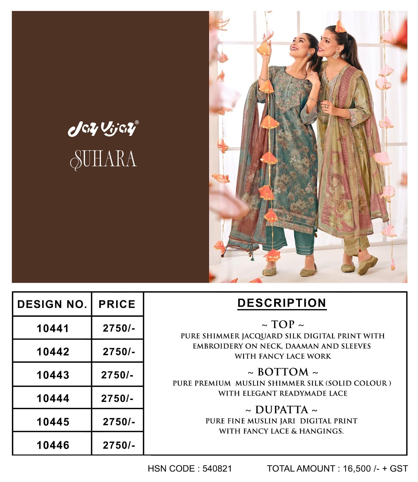 Suhara Jay Vijay Shimmer Pant Style Suits Exporter Gujarat