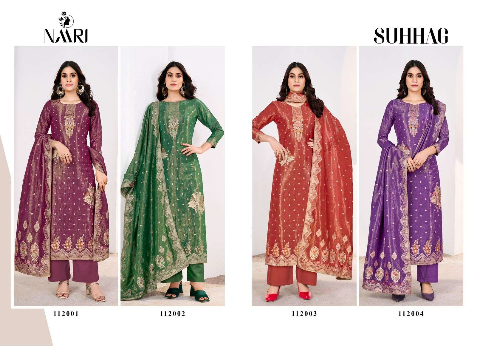 Suhhag Naari Jacquard Pant Style Suits Supplier