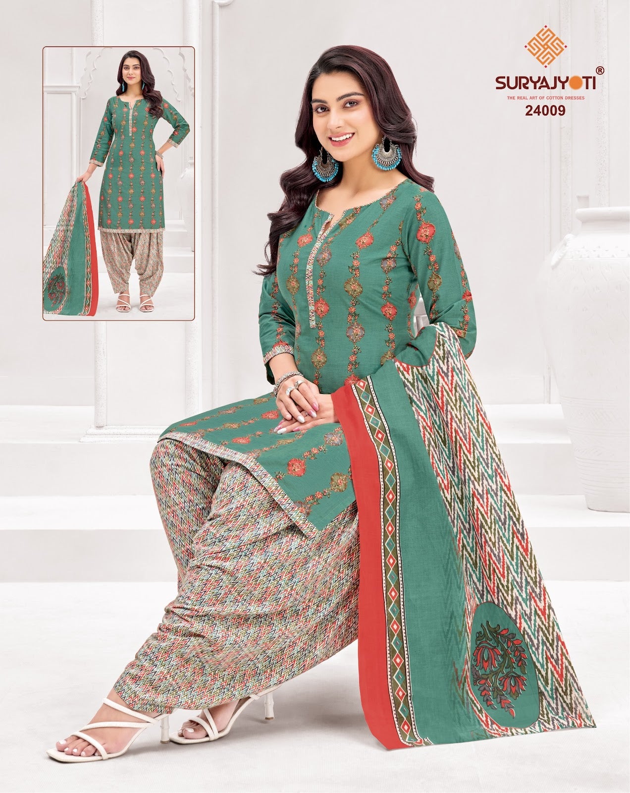 Sui Dhaga Vol 24 Suryajyoti Readymade Cotton Patiyala Suits Wholesale