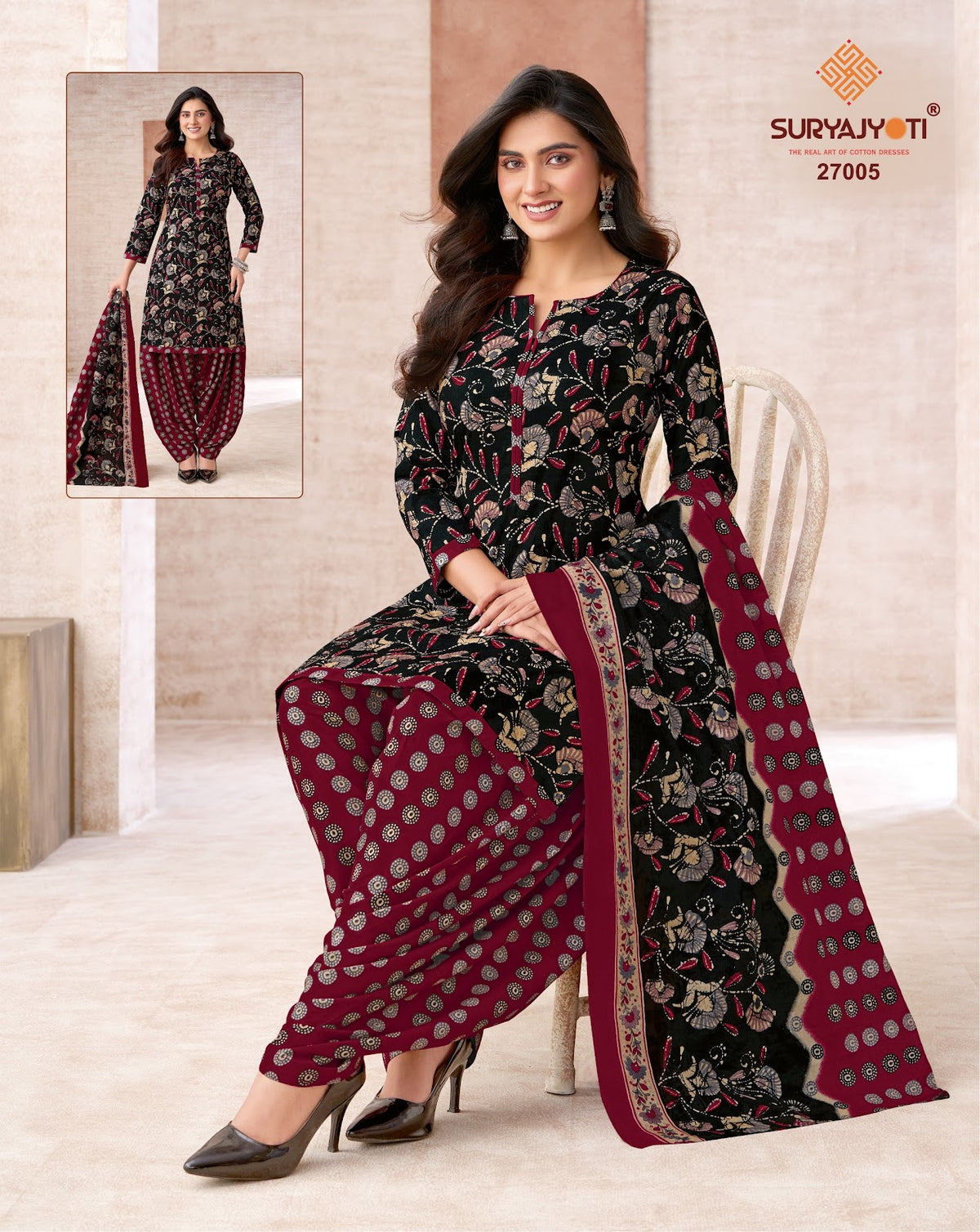 Sui Dhaga Vol 27 Suryajyoti Readymade Cotton Patiyala Suits Wholesale