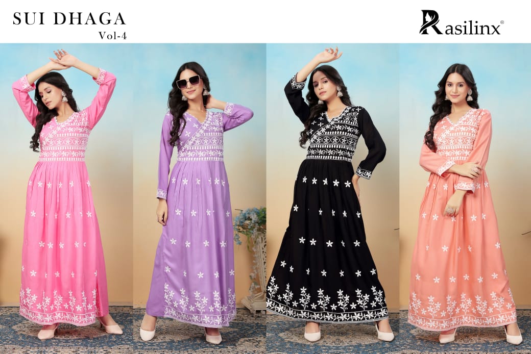 Sui Dhaga Vol 4 Rasili Heavy Rayon Kurti Pant Set Wholesale Rate