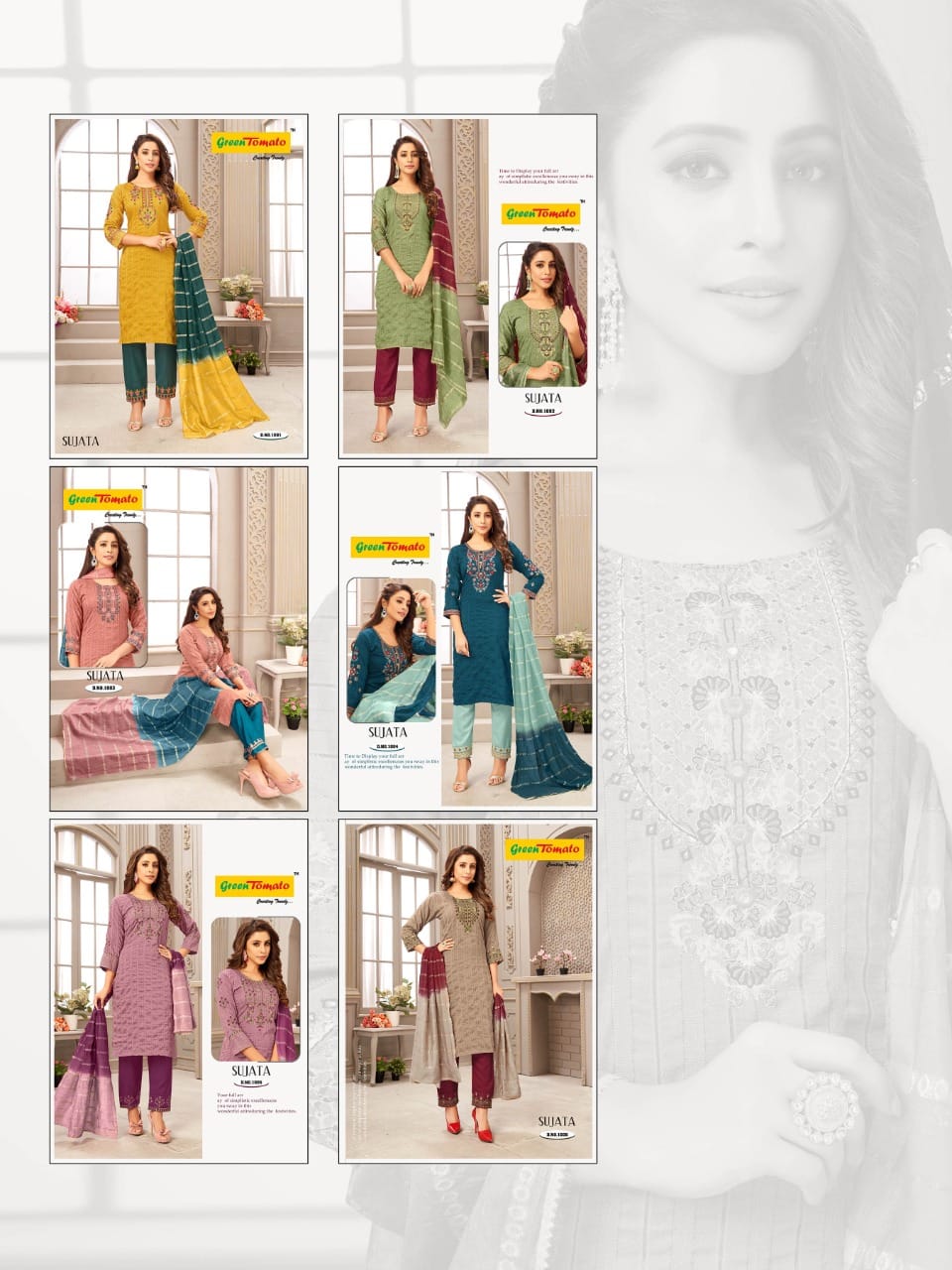 Sujata Green Tomato Readymade Pant Style Suits Supplier Gujarat