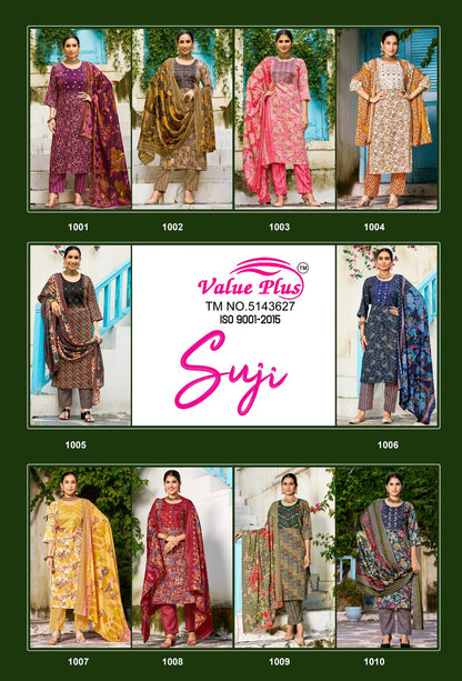 Suji Value Plus Two Tone Rayon Readymade Pant Style Suits Wholesale