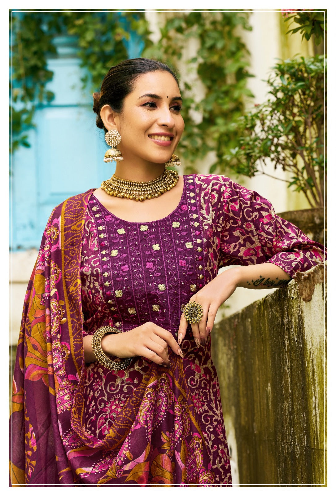 Suji Value Plus Two Tone Rayon Readymade Pant Style Suits Wholesale