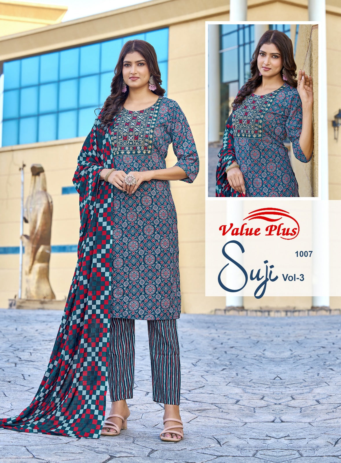 Suji Vol 3 Value Plus Two Tone Rayon Readymade Pant Style Suits Wholesale Price