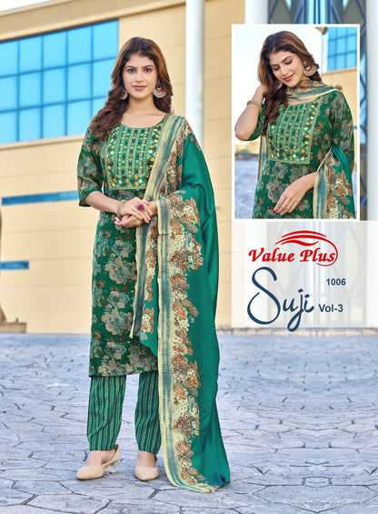 Suji Vol 3 Value Plus Two Tone Rayon Readymade Pant Style Suits Wholesale Price