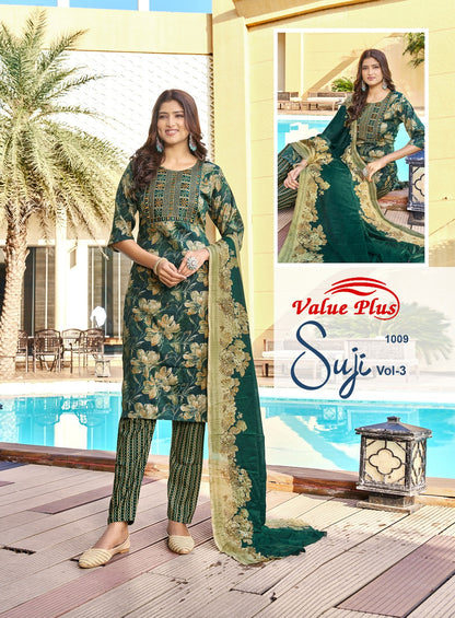 Suji Vol 3 Value Plus Two Tone Rayon Readymade Pant Style Suits Wholesale Price