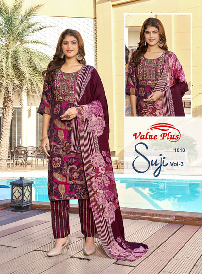 Suji Vol 3 Value Plus Two Tone Rayon Readymade Pant Style Suits Wholesale Price