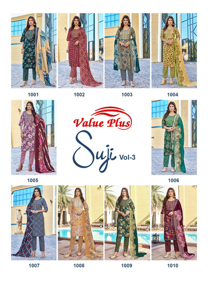 Suji Vol 3 Value Plus Two Tone Rayon Readymade Pant Style Suits Wholesale Price