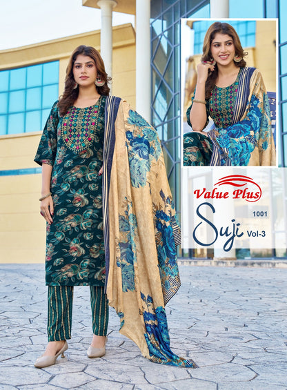 Suji Vol 3 Value Plus Two Tone Rayon Readymade Pant Style Suits Wholesale Price