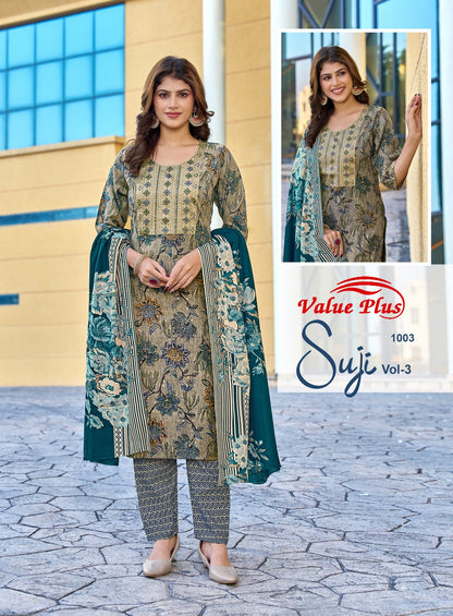 Suji Vol 3 Value Plus Two Tone Rayon Readymade Pant Style Suits Wholesale Price
