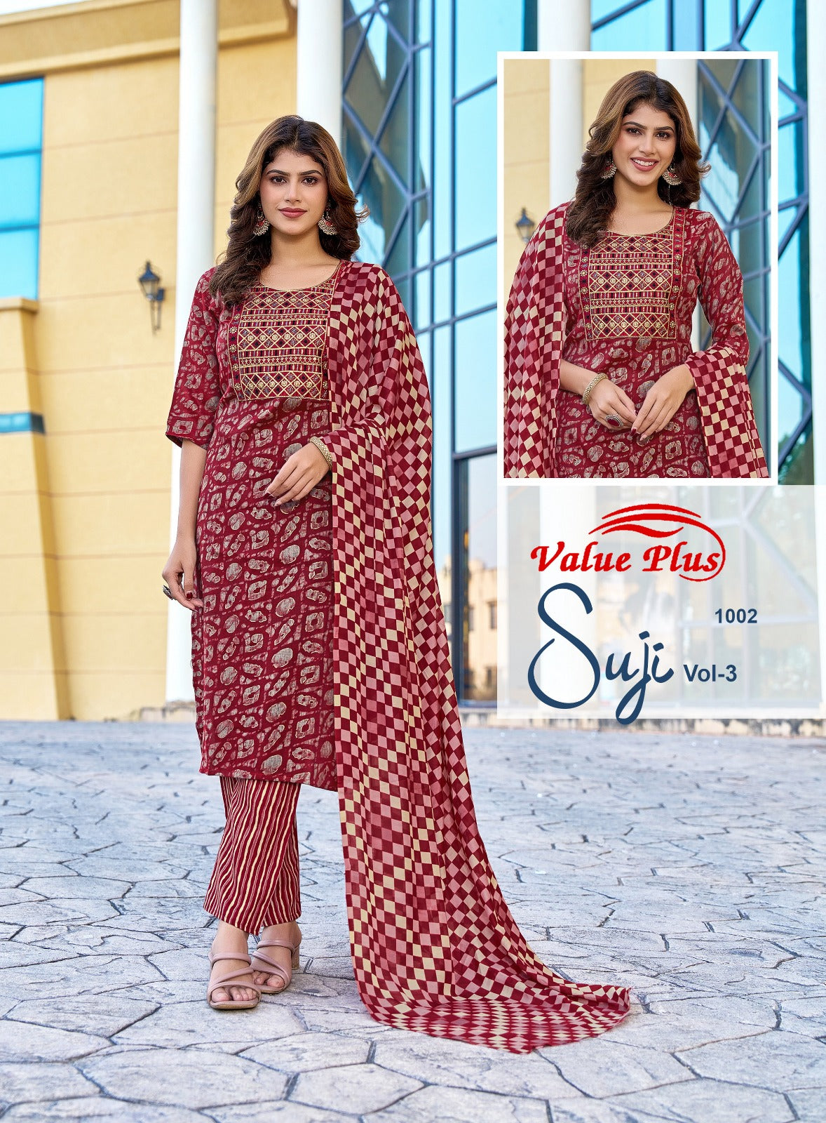 Suji Vol 3 Value Plus Two Tone Rayon Readymade Pant Style Suits Wholesale Price
