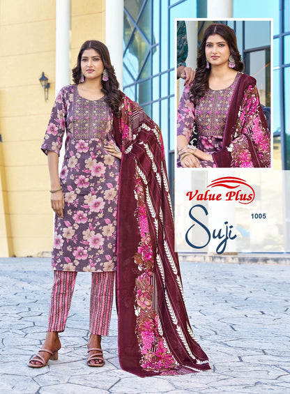 Suji Vol 3 Value Plus Two Tone Rayon Readymade Pant Style Suits Wholesale Price