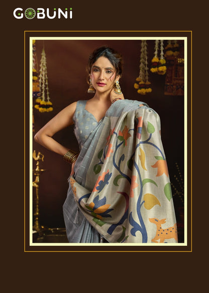 Sukanya Gobuni Linen Sarees Exporter Gujarat