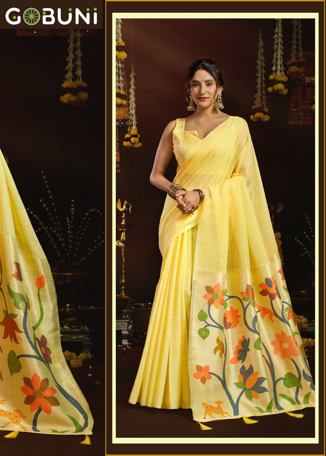 Sukanya Gobuni Linen Sarees Exporter Gujarat