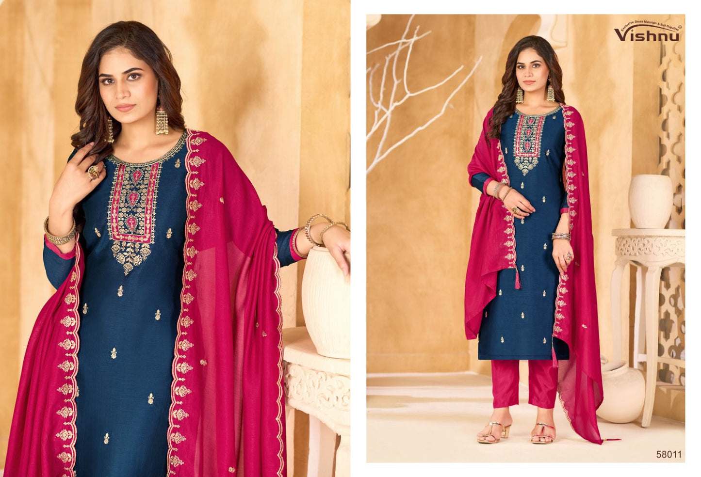 Sukanya Vishnu Impex Vichitra Silk Pant Style Suits Manufacturer Ahmedabad