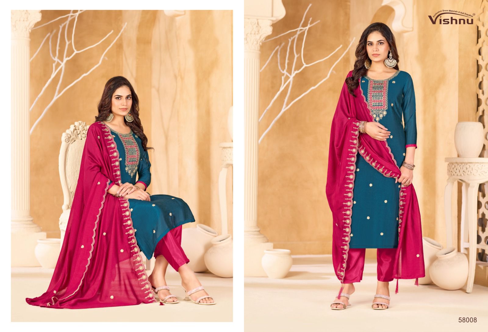 Sukanya Vishnu Impex Vichitra Silk Pant Style Suits Manufacturer Ahmedabad
