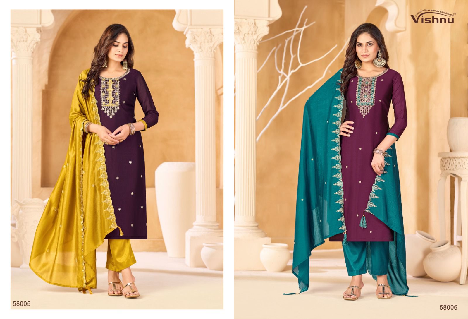 Sukanya Vishnu Impex Vichitra Silk Pant Style Suits Manufacturer Ahmedabad