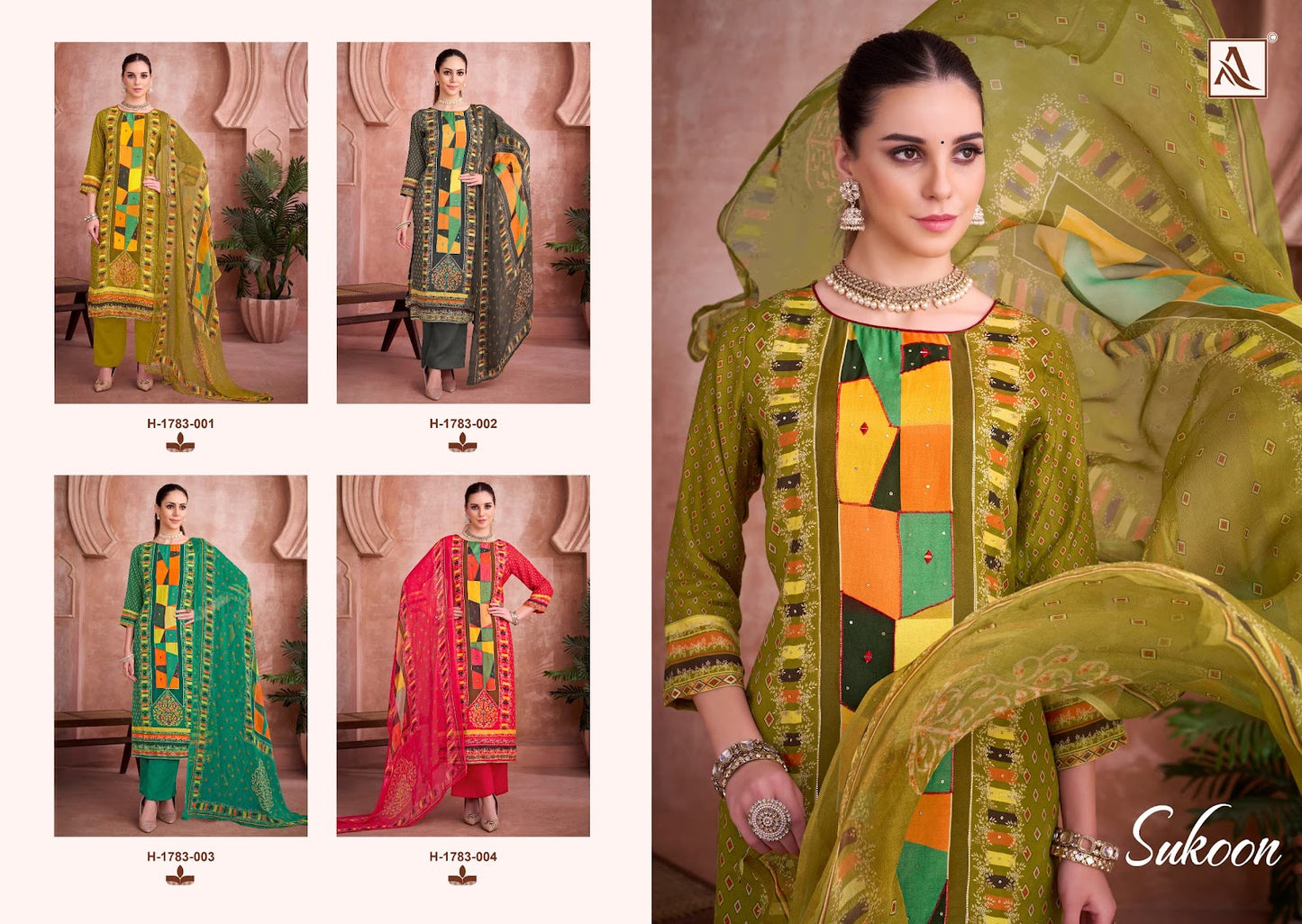 Sukoon Alok Viscose Muslin Karachi Salwar Suits Wholesaler India