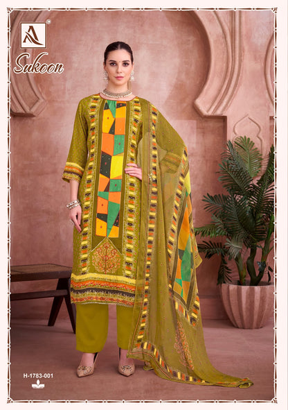 Sukoon Alok Viscose Muslin Karachi Salwar Suits Wholesaler India