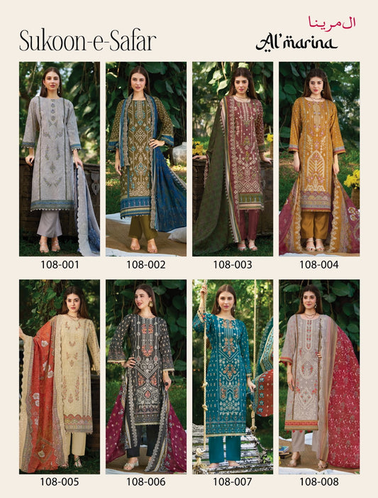 Sukoon E Safar Al Marina Cotton Karachi Salwar Suits Supplier India