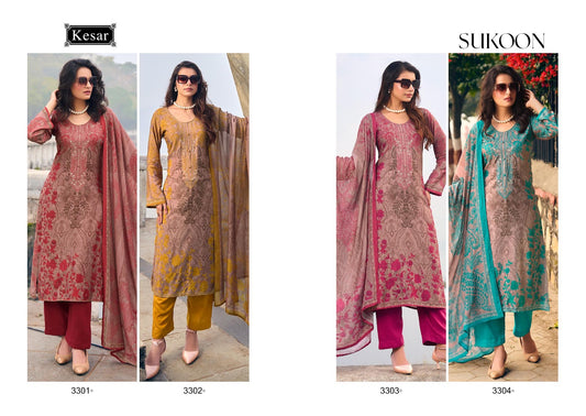 Sukoon Kesar Viscose Muslin Pant Style Suits Wholesaler