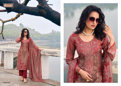 Sukoon Kesar Viscose Muslin Pant Style Suits Wholesaler